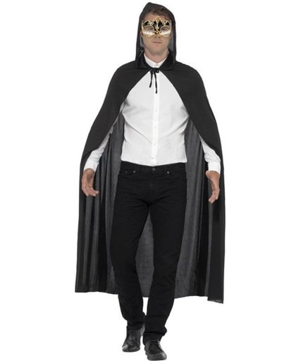 Verkleed zwarte cape met muzieknoten oogmasker voor volwassenen