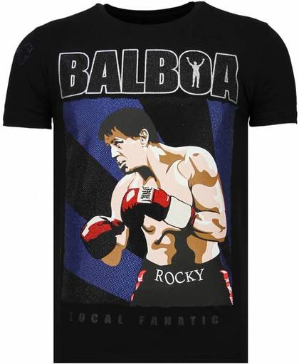 Local Fanatic Balboa - Rhinestone T-shirt - Zwart - Maten: XL
