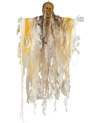 Halloween - Skelet/heks hangdecoratie pop wit 140 cm met licht Halloween ver