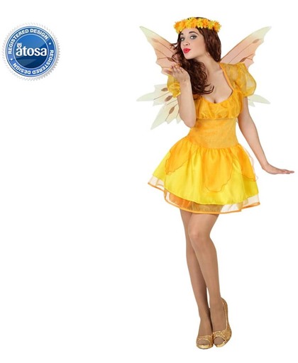 Zomer fee jurk geel met voile-Maat:XS-S