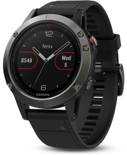 Garmin Fenix  5 saffier - GPS multisporthorloge - smartwatch - polshartslagmeting - Ø 47 mm - zwart