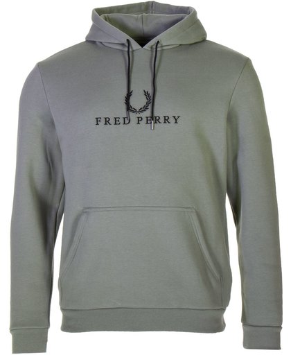 Fred Perry Embroidered Hooded  Sporttrui - Maat XL  - Mannen - kaki/lichtgroen
