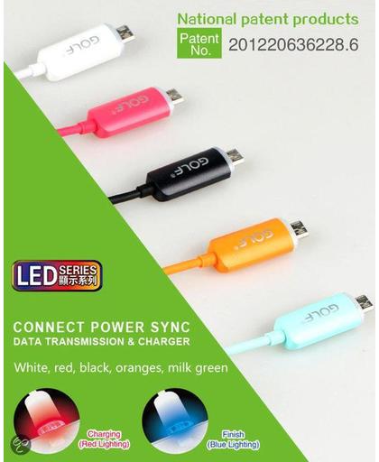 Micro USB Data/Oplaad Kabel met LED Indicator_Melk Groen