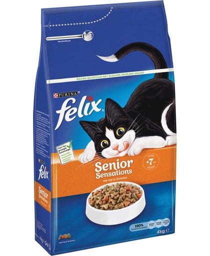FELIX Senior Sensations - Kip & Groenten - Kattenvoer - 4 kg