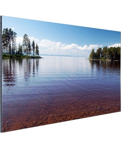 Zicht op het meer in de zomer Aluminium 180x120 cm - Foto print op Aluminium (metaal wanddecoratie)