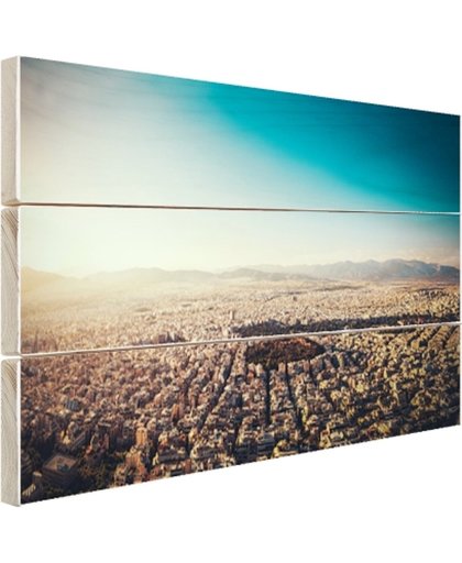 FotoCadeau.nl - Het uitzicht vanuit de lucht van Athene Hout 120x80 cm - Foto print op Hout (Wanddecoratie)
