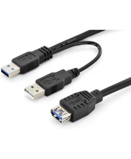 Digitus 84160 0.3m USB A 2 x USB A Mannelijk Vrouwelijk Zwart USB-kabel