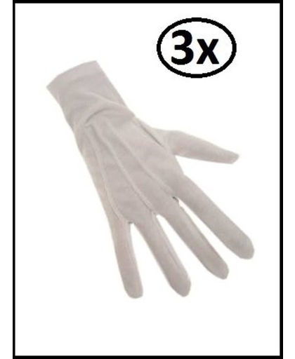 3x Luxe Prins handschoenen wit mt.L