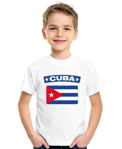 Cuba t-shirt met Cubaanse vlag wit kinderen S (122-128)