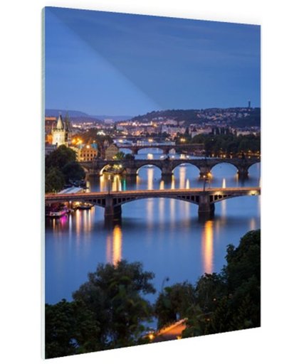 De vele bruggen van Praag Glas 120x180 cm - Foto print op Glas (Plexiglas wanddecoratie)