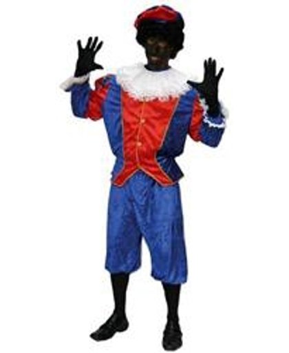 Kostuum Zwarte Piet Blauw/Rood maat 52