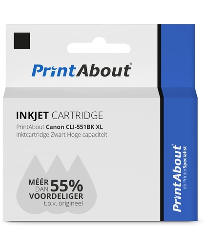 PrintAbout - Inktcartridge / Alternatief voor de Canon CLI-551BK XL / Zwart