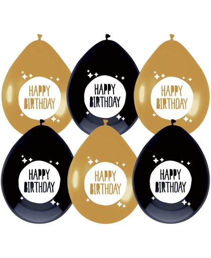 Ballonnen Festive Gold " Happy Birthday " (6ST)