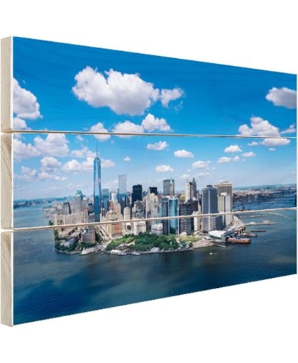 FotoCadeau.nl - Luchtfoto van Manhattan Skyline Hout 60x40 cm - Foto print op Hout (Wanddecoratie)