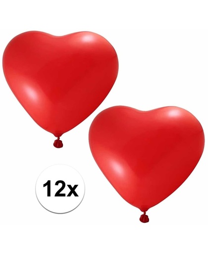 Valentijn 12x hartjes ballonnen rood