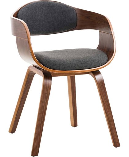Clp Design bezoekersstoel KINGSTON - natura houten stoel met armleuning en gepolsterd zitvlak, stof - donkergrijs walnoot