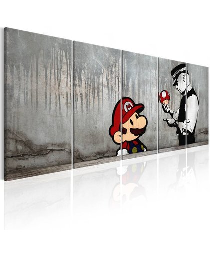 Schilderij - Mario Bros op Beton - Banksy