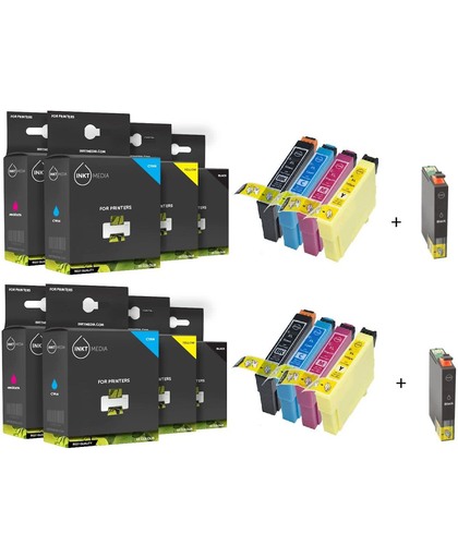 Inktmedia® - Inktcartridge - Alternatief voor de Epson T1281 T1282 T1283 T1284 T1285 2x multi pack + 2x zwart (10 cartridges)