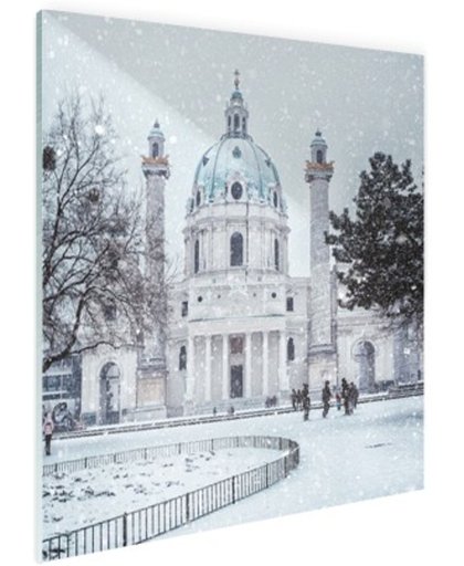 Karlskirche in de sneeuw Glas 120x180 cm - Foto print op Glas (Plexiglas wanddecoratie)