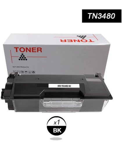 1 Compatible Brother TN3480 BK*1 Toner Cartridge - 1 Zwart