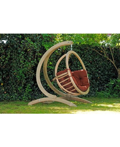 Amazonas Globo Chair Hangstoel - Terracotta kussens + Luxe Houten Standaard