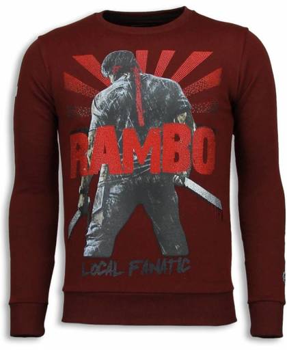 Local Fanatic Rambo - Rhinestone Sweater - Bordeaux - Maten: XL