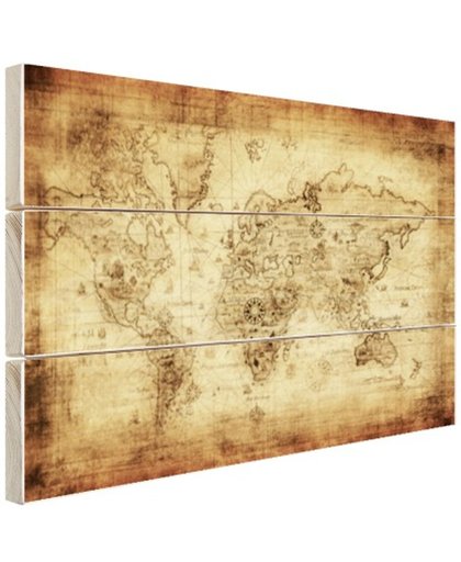 Oude kaart van de wereld Hout 30x20 cm - Foto print op Hout (Wanddecoratie)