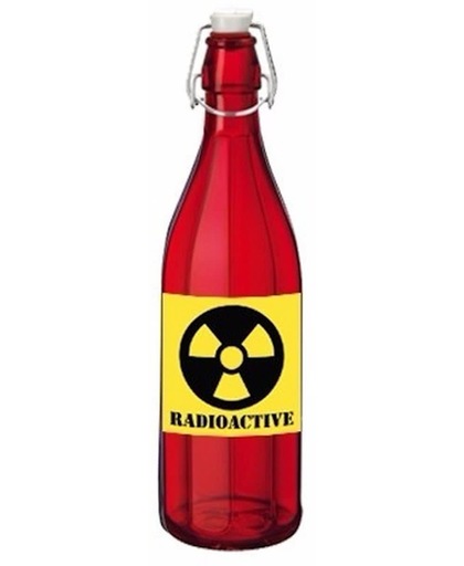Rode fles met radioactieve drank met beugeldop - Halloween versiering
