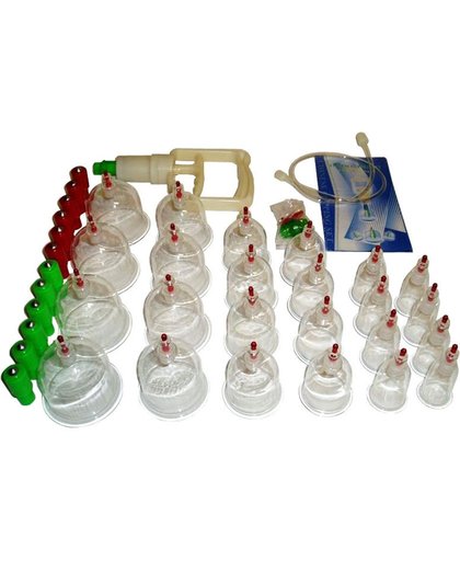 Vacuum Cupping Massage Therapy Set - Chinese Massage Anti Cellulitis Therapie Cuppingset - 24-Delig
