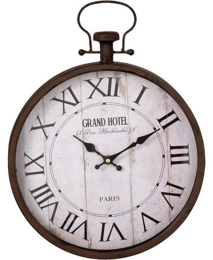 Clayre & Eef horloge Wandklok Grand hotel bruin - ecru - 30x6x40 cm