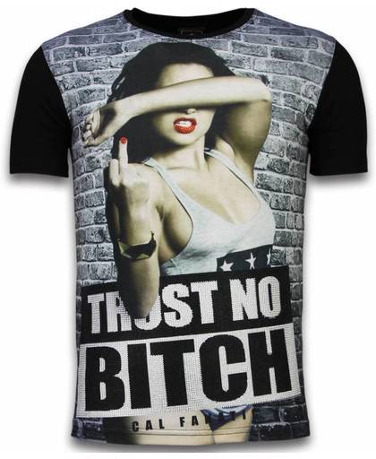 Local Fanatic Trust No Bitch - Digital Rhinestone T-shirt - Zwart - Maten: XL