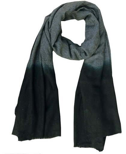 AuraQue Purna - zachte sjaal van fijne wol met dip-dye - zwart grijs