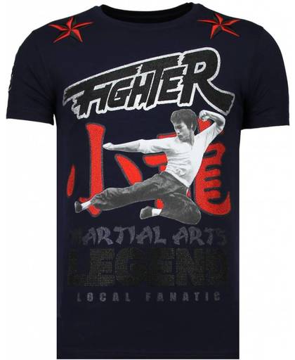 Local Fanatic Fighter Legend - Rhinestone T-shirt - Navy - Maten: XL