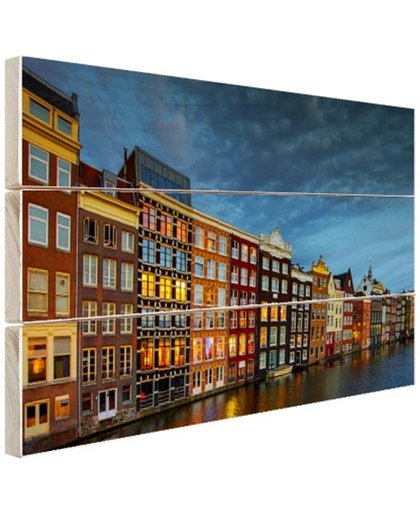 FotoCadeau.nl - Pakhuizen bij stormachtige hemel Hout 80x60 cm - Foto print op Hout (Wanddecoratie)