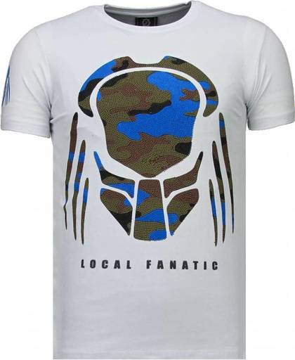 Local Fanatic Predator - Rhinestone T-shirt - Wit - Maten: XL