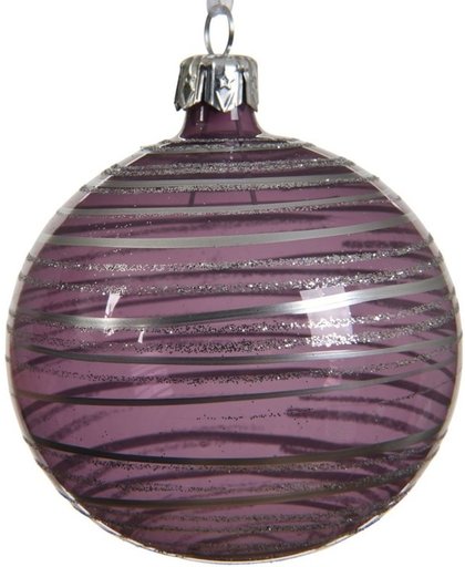 Lila paarse kerstversiering transparante kerstballen 8 cm glas - kerstbal