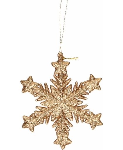 Hangdecoratie goud met glitters 10 cm - gouden kerstboomhanger
