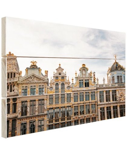 Kenmerkende huizen Brussel Hout 60x40 cm - Foto print op Hout (Wanddecoratie)