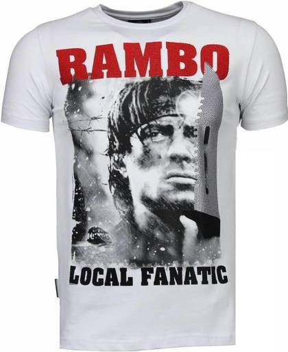 Local Fanatic Rambo - Rhinestone T-shirt - Wit - Maten: XL