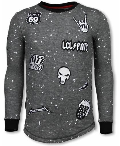 Local Fanatic Longfit Embroidery - Sweater Patches - Rockstar - Zwart - Maten: XL