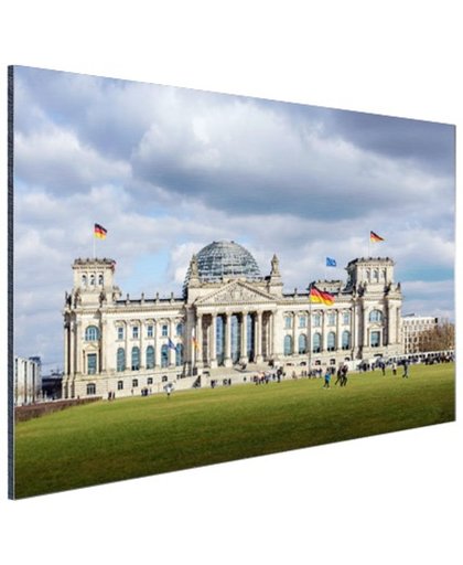 FotoCadeau.nl - Reichstag gebouw bewolkt Aluminium 90x60 cm - Foto print op Aluminium (metaal wanddecoratie)