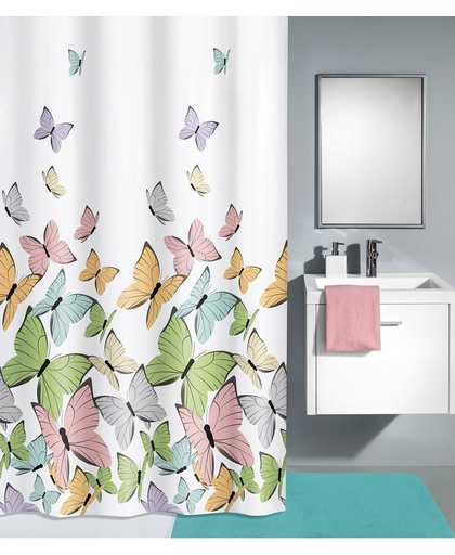 Douchegordijn Butterflies multicolor, 180x200cm