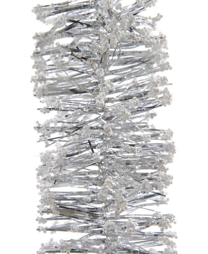 2x Zilveren kerstversiering folie slinger met sneeuw 200 cm
