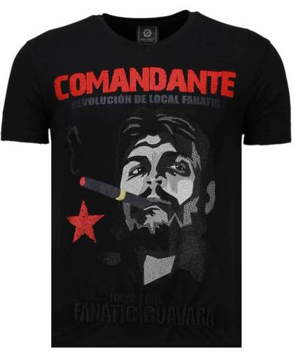 Local Fanatic Che Guevara Comandante - Rhinestone T-shirt - Zwart - Maten: XL