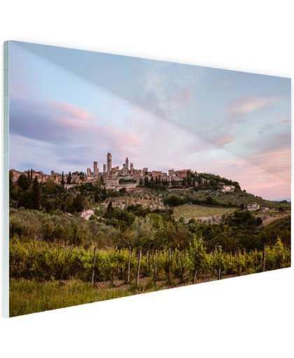 Zonsopgang wijngaard Toscane Glas 180x120 cm - Foto print op Glas (Plexiglas wanddecoratie)