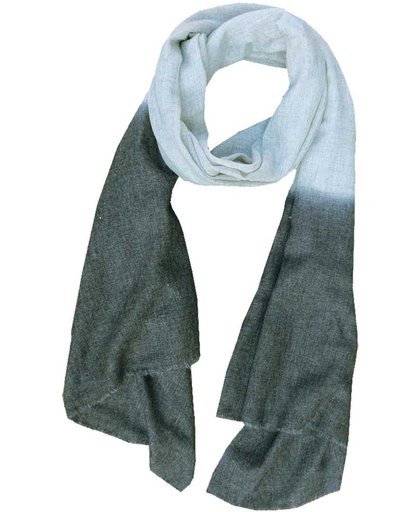 AuraQue Purna - zachte sjaal van fijne wol met dip-dye - grijs donkergrijs