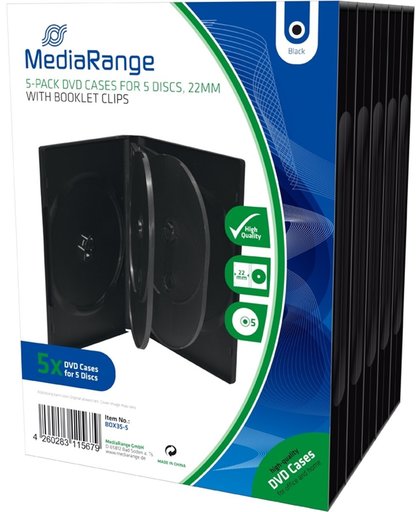 MediaRange DVD-Videobox 21mm 5dvd zwart 5 stuks