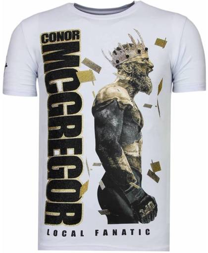 Local Fanatic Notorious King -Conor McGregor Rhinestone T-shirt - Wit - Maten: XL