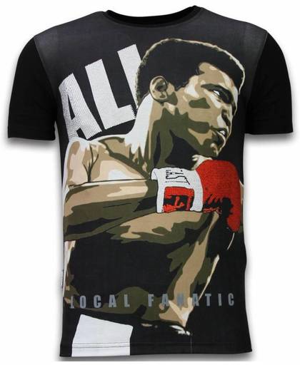 Local Fanatic Muhammad Ali - Digital Rhinestone T-shirt - Zwart - Maten: XL