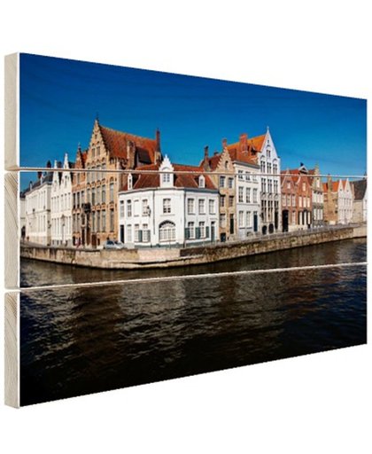 FotoCadeau.nl - Huizen langs een kanaal Hout 60x40 cm - Foto print op Hout (Wanddecoratie)